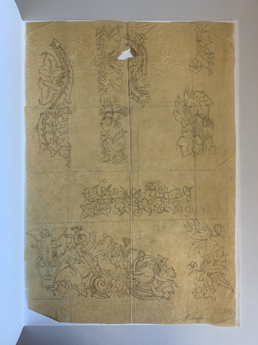 Förlagor till interiör målning, text i nedre vänstra hörn "Andersson".