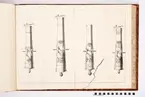 Avbildning föreställande eldrör år 1699 av kung Karl XII skänkta till polske ministern Galitski och återtagna vid Polen den 9 augusti 1704. Ingår i volym med avbildade kanontroféer tagna åren 1703-1706.