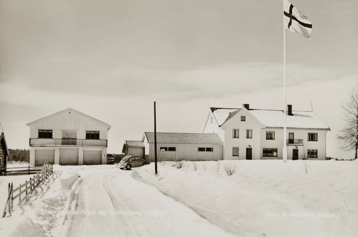Postkort, Stange, Vallset, Haraset Kristelige Hvilehjem og Leirsted, Haraset nordre, eksteriør, vinter,