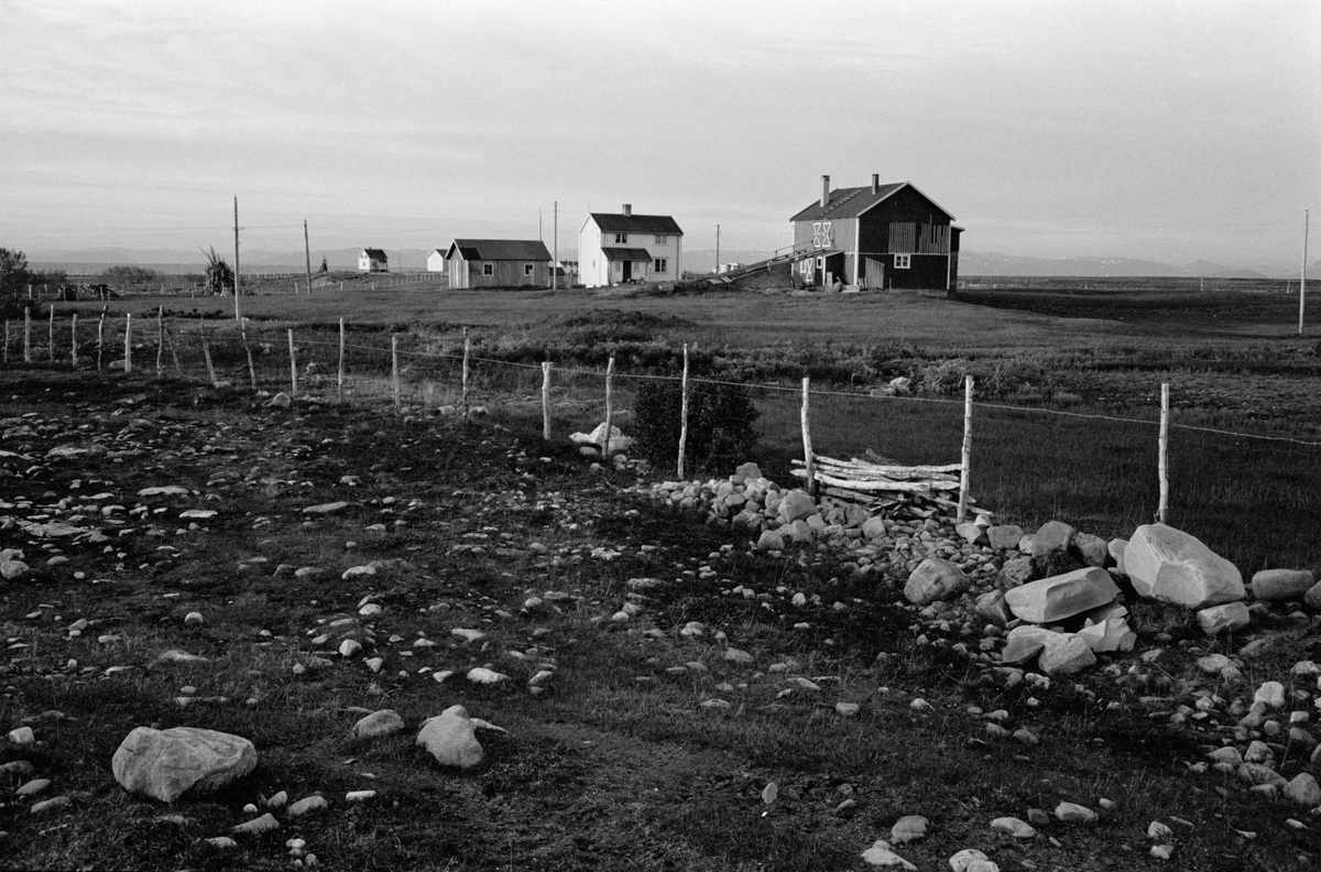 Liten gård i kystlandskap.