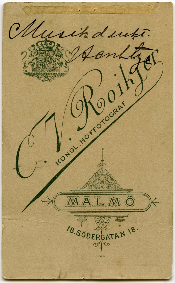 Porträtt på Dirigent och Organist Georg Wilhelm Heintze, född 4 juli år 1849 i Jönköping.