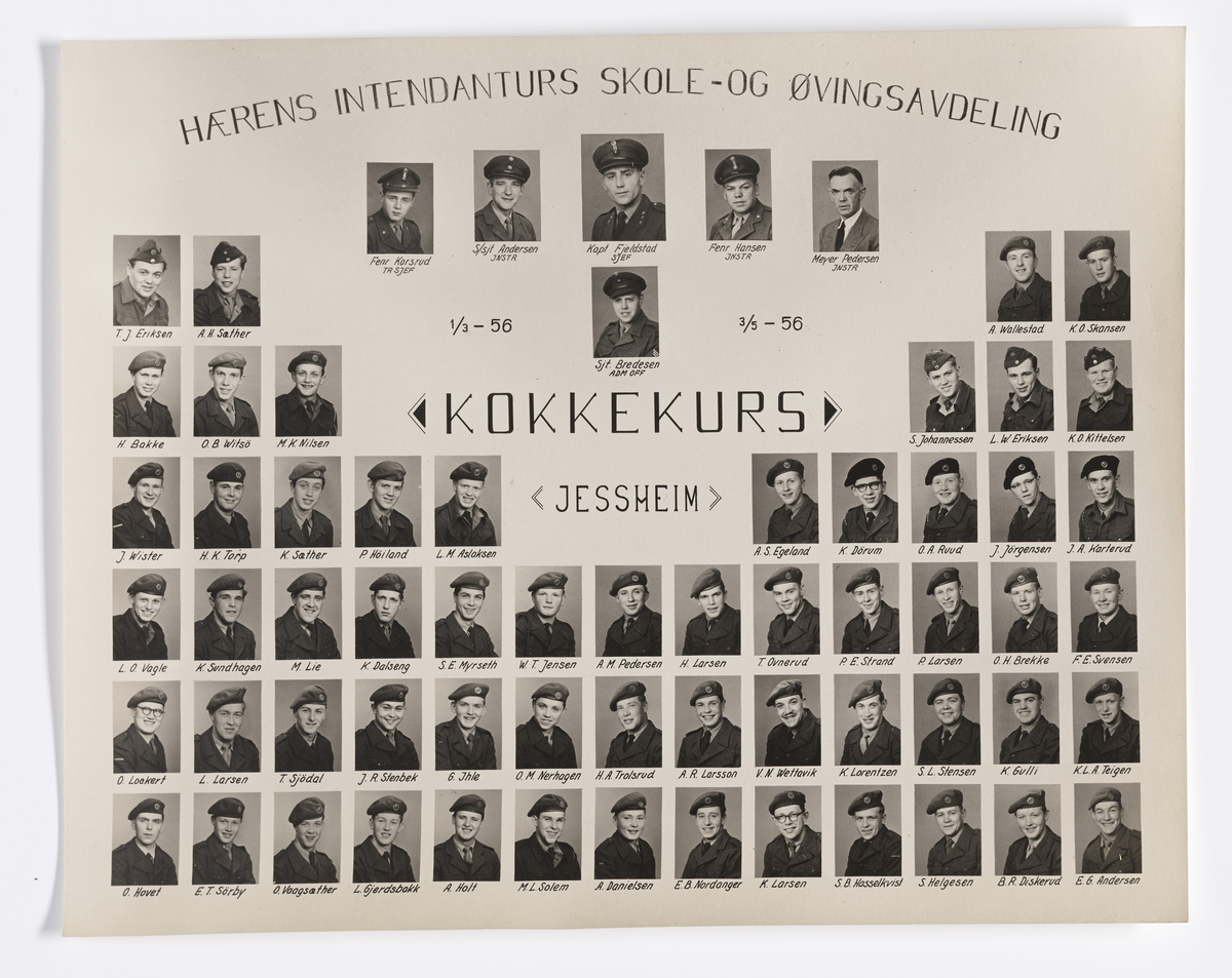 Militære årsfoto. Hærens Intendanturs Skole- og Øvingsavdeling. Kokkekurs, Jessheim 1956