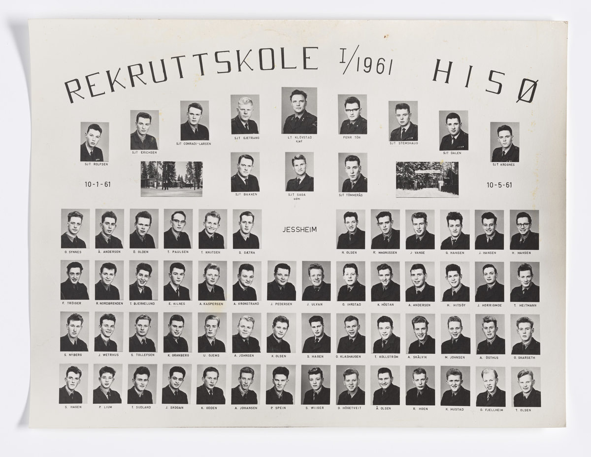Militære årsfoto. Rekruttskole I/1961. HISØ. Jessheim  