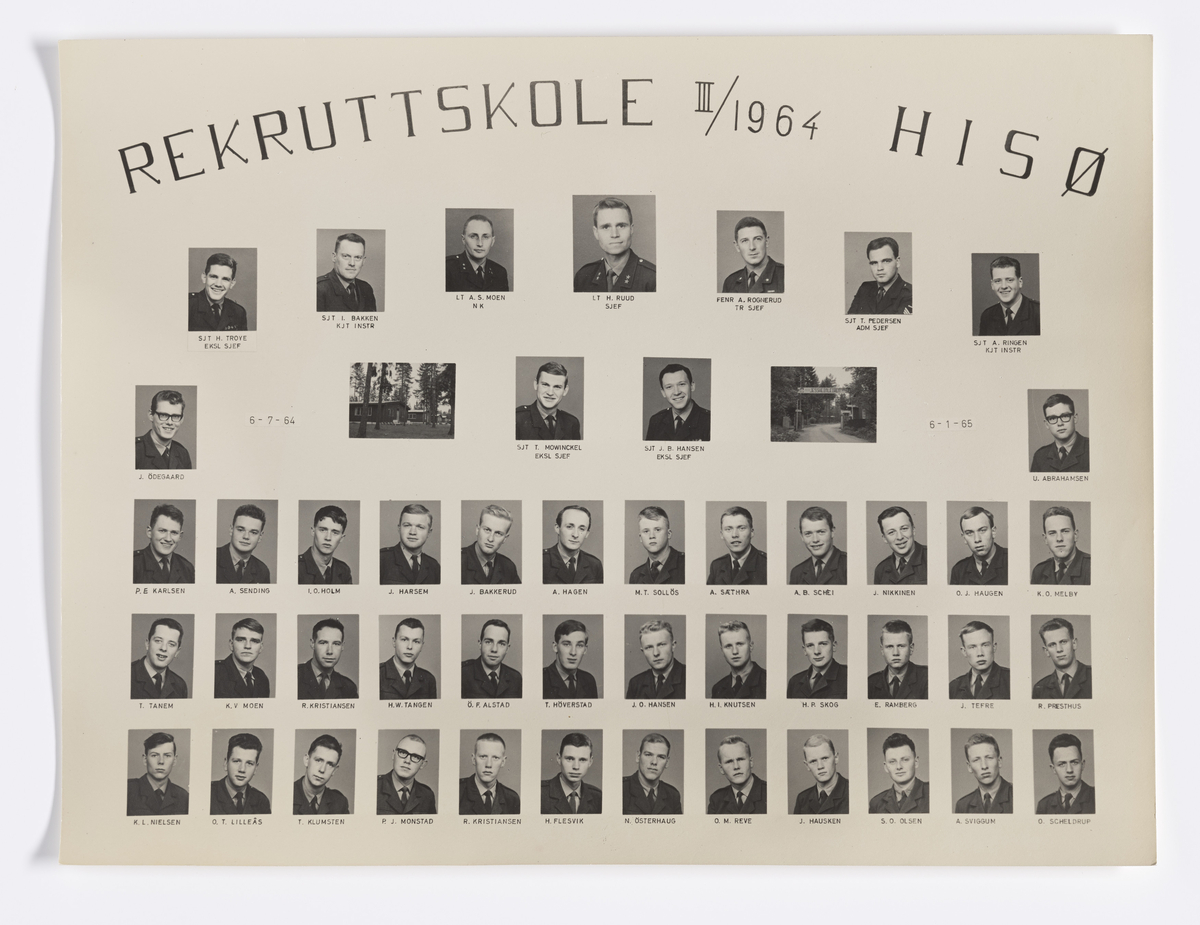 Militære årsfoto. Rekruttskole III/1964. HISØ. Jessheim  