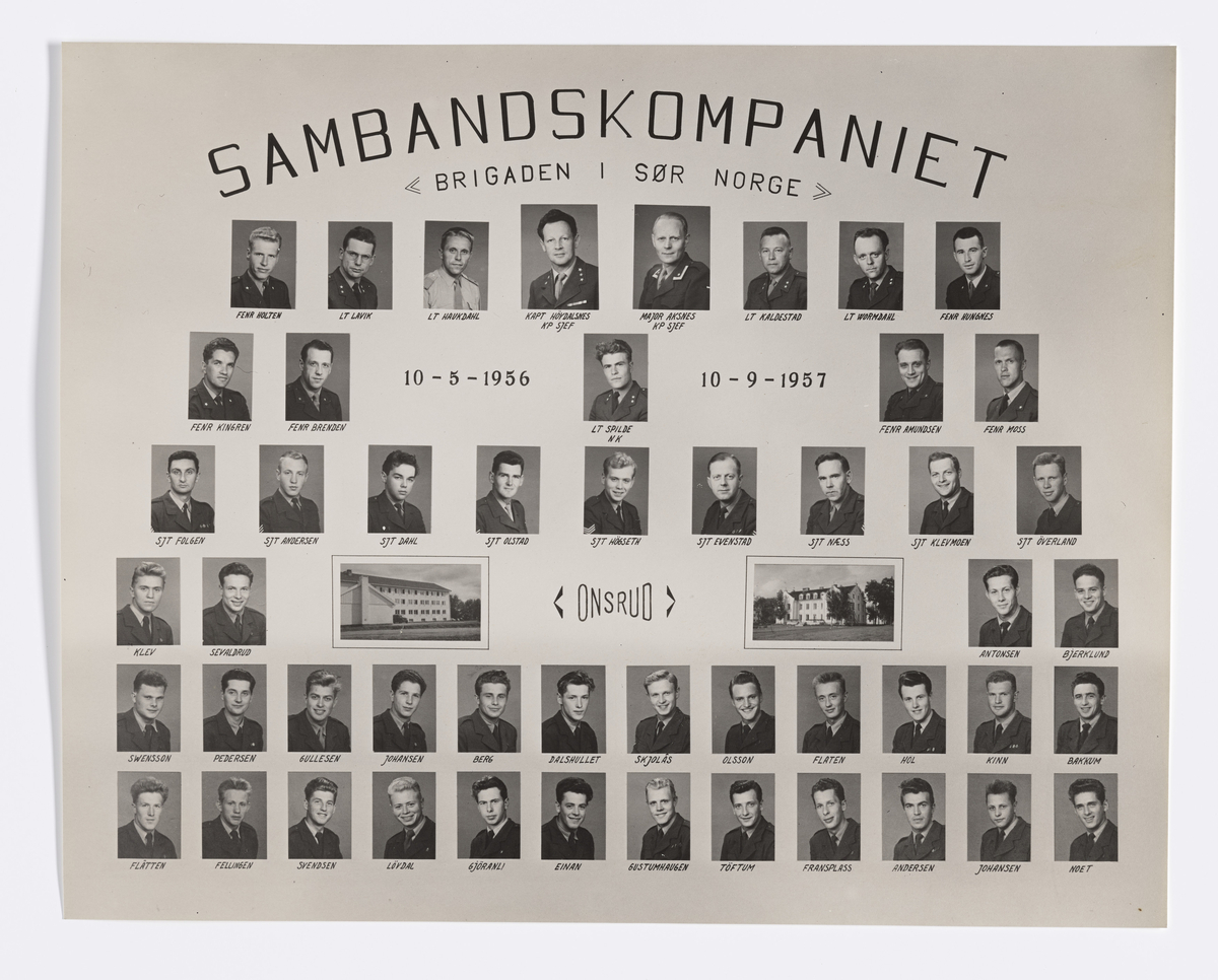 Militære årsfoto. Sambandskompaniet. Brigaden, Sør-Norge. Onsrud, 1956–1957