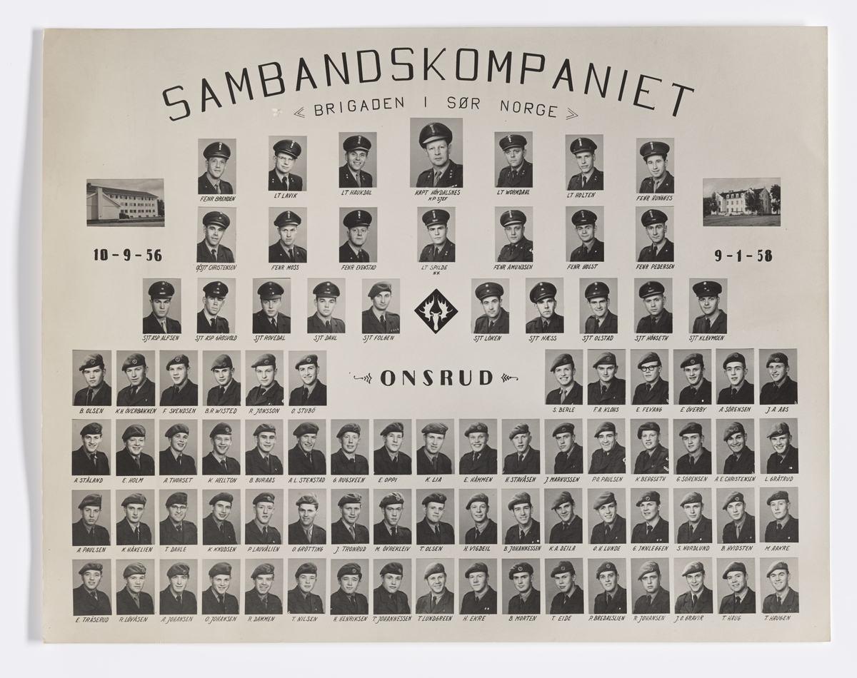 Militære årsfoto. Sambandskompaniet. Brigaden, Sør-Norge. Onsrud, 1956–1958