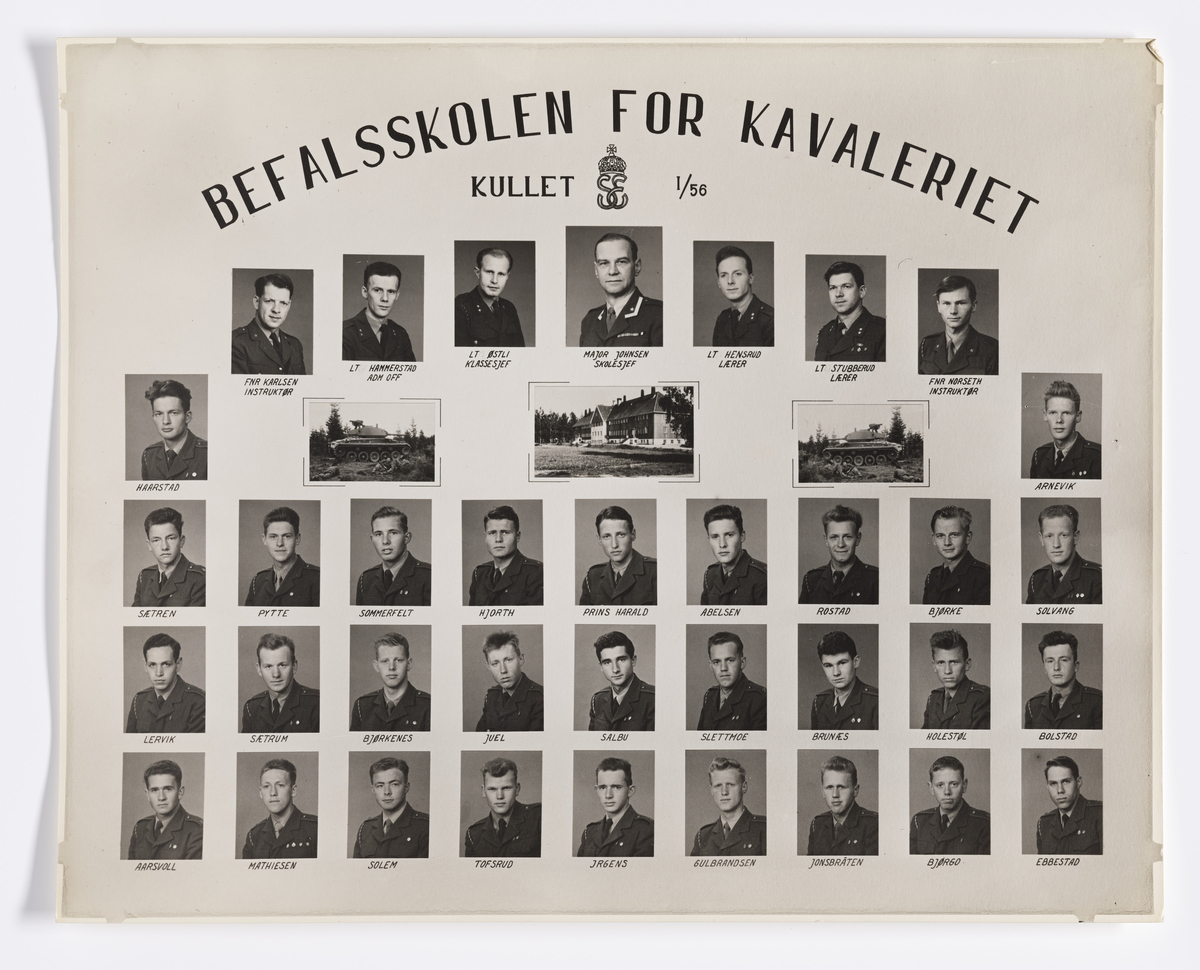 Militære årsfoto. Befalskolen for Kavaleriet. Kullet I/56