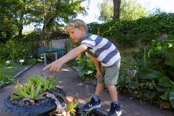 Barn i urtehagen på Norsk Farmasihistorisk Museum.
