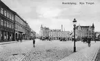 Vy över Nya torget i Norrköping. Brevkort från tidigt 1900-tal.