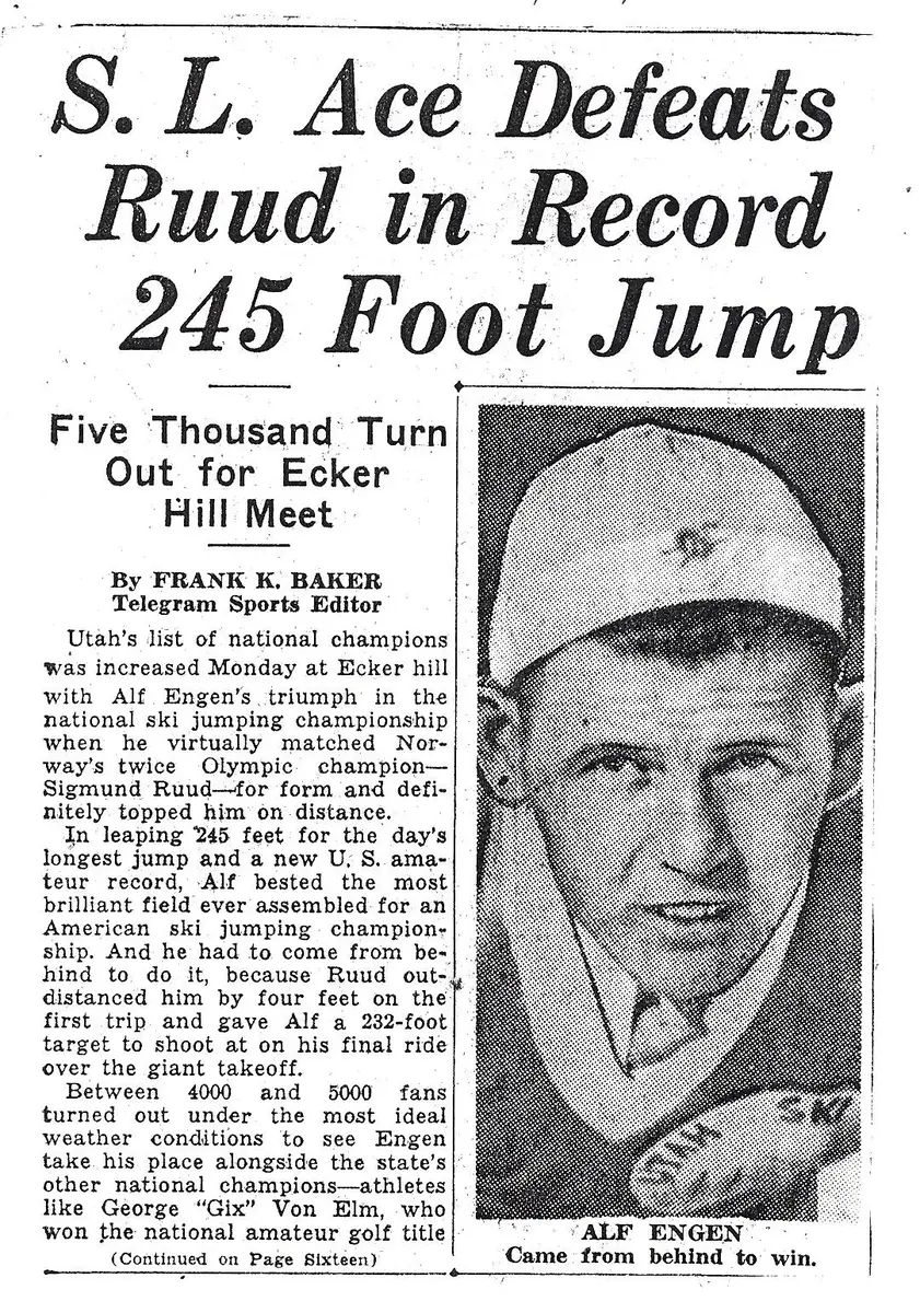 Avisklipp henta frå Alf Engen Ski Museum sitt bibliotek