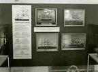 Sjöhistoriska museets permanenta utställning fotograferad 1987. Fartygstyper på skeppsporträtt.