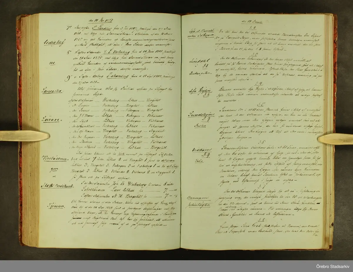Örebro stad Fattigvårdsstyrelsen, 1837. Protokoll, § 1.7-1.9, 2, 3, 4, 5, 6, 7, 8