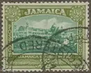 Frimärke ur Gösta Bodmans filatelistiska motivsamling, påbörjad 1950.
Frimärke från Jamaica, 1891. Motiv av Utställningsbyggnad i Jamaica 1891.