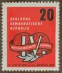 Frimärke ur Gösta Bodmans filatelistiska motivsamling, påbörjad 1950.
Frimärke från Öst Tyskland, 1957. Motiv av Jordglober 4:d Weltgewerkschafts Kongress Leipzig 4-5 Okt 1957