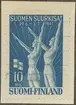 Frimärke ur Gösta Bodmans filatelistiska motivsamling, påbörjad 1950.
Frimärke från Finland, 1947. Motiv av Idrottsfolk 29.6-3.7 1947