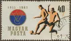 Frimärke ur Gösta Bodmans filatelistiska motivsamling, påbörjad 1950.
Frimärke från Ungern, 1961. Motiv av Fotbollsspelare Vasas Sportklub 50 år: 1911-1961.