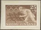 Frimärke ur Gösta Bodmans filatelistiska motivsamling, påbörjad 1950.
Frimärke från Finland, 1952. Motiv av Olympiska Spel i Helsingfors 1952