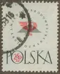 Frimärke ur Gösta Bodmans filatelistiska motivsamling, påbörjad 1950.
Frimärke från Polen, 1958. Motiv av Symbol Bilder Mässan i Poznan 1958