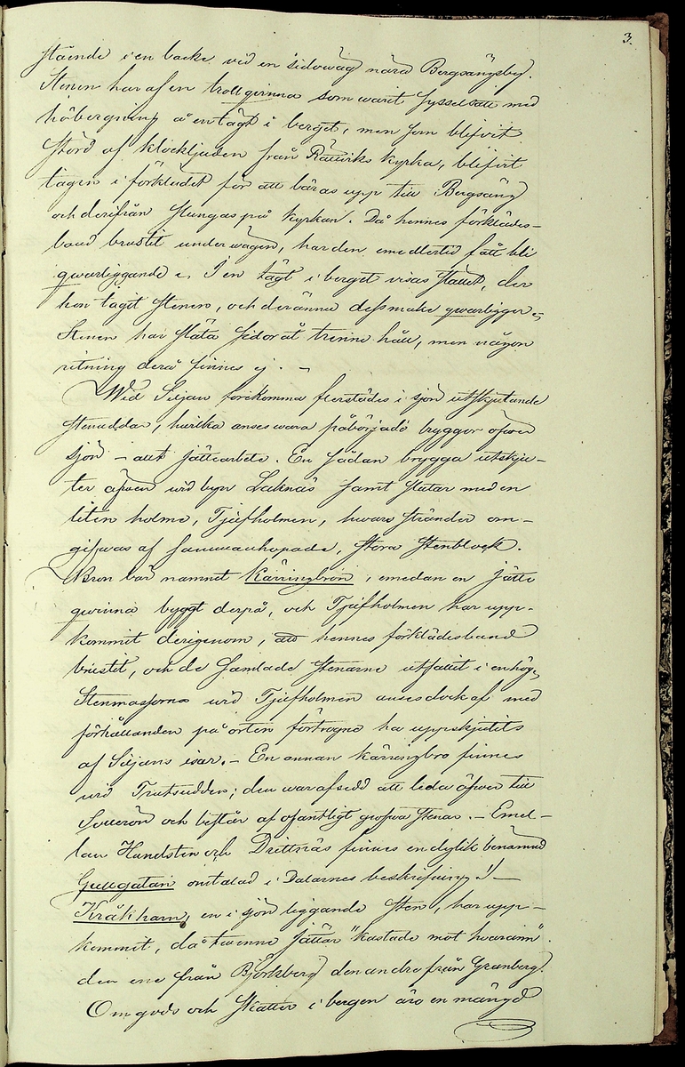 Reseberättelse om en antikvarisk undersökningsresa under juli och augusti månader år 1867 av läroverksadjunkten O. W. Wahlin. 

Socknar som är beskrivna: 
-Leksand (Sunnanäng, Hjortnäs, Sjugare, Gårda häll,Bergsäng, Tjuvholmen, Kärrongbron, Trutsudden, Drittnäs, Gullgatan, Kråkham, Björkberg,    Granberg, Laknäs, Flenberget, Skyberget, Hjortnäs). 
-Rättvik (Tina, Kyrkudden, Brottningen, Hällskärsudden, Kungshols-högen, Kungshamnsskär, Stumsnäs, Amnskär, Kungsviken, Erik Nicule's sten,    Stenen i Norränget, Kalken, Altsarbyn, Benkammar-åkern, Rvergistus åkern, Kyrkboden). 
-Ore (Vindförsberg, Dalfors)
-Orsa (Ore älven)
-Mora (Kråkberg, Orsasjön, Vånsnäs udde, Öna, Långlet, Jättgraven, Vagngropa, Kättbo, Venjan, Skottmyran, Vimo hed, Leksberget)
-Venjan (Vindfångnäset, Torrnäset, Van, Norra Finnäs, Ryttarheden, Landbobyn)
-Järna (Trollhålan)
-Gagnef (Svedjan, Hedningaknös, Bastbergets fäbod, Kjättsar bodarna, Gråbodarna, trollkyrka, Långåsberget, Rista, Norbäcksbodarna)

Not:  Munkstil, runor, Sax-musköt, kalkbod, pilskaft, lada, skatter, benbitar, metallgryta, lansspetsar, knivar, slagg, myrjärn, metallskål, Valborgsmässa, kyrkbyggnad, kummel, stenkummel, kol, rösen, gravhög, ättehög, kopparkista, altartavla, jätte, korsvägar, slagfält.
----------------------------------------------------------------------------------
-By (Fimossen, Trankullen, Fullsta gärde, Näs kvarn, Biskopsholmen, Berg, Orrbergs gubbe, Dansarhedarna, Grönsinka bruk, Rossberga, Tyskbo,    Ingeborgbo slätten, Hofmans pina, Pinan, Fornby, Degerbacken, Näs färja)
-Folkärna (Bäsingen,Brunnbäcks färja, Utsunds färja, Degerön, Dalkarlsmyran, Lerbäcken, Viddarsboda) 
-Grytnäs (Grådö, Baggbohed, Knallasbenning, Avesta kapell, Åsbo kvarn, Lappkällan).

Not: 
-By: Gravhögar, svärd, stålhuva, styckekulor, runsten, biskop Svinhufvud, biskop Trolle, stenröse, gränsröse, offerröse (offerkast), mordplats,    stridsyxa, begravningsplats, Digerdöden, helsingerunor, stenyxor, skafthålsyxa.
-Folkärna: Hillebard, stridshammare, Digerdöden, stenyxor, flinta. -Grytnäs: jättar, gryta, älvkvarn, kvarnsten, ältan, lappar. 
 2: Utdrag av föregående berättelse. (3 sidor).
 3: Karta över fornminnen i Mora; "Grafhögarne vid Kråkberg", Skottmyran och Venjan; "Kumlen vid Vansjön" och "Kumlen å Vindfångnäset".


Handlingen består av 1 bok (29 sidor) "Fornminneföreningen - Diverse handlingar".