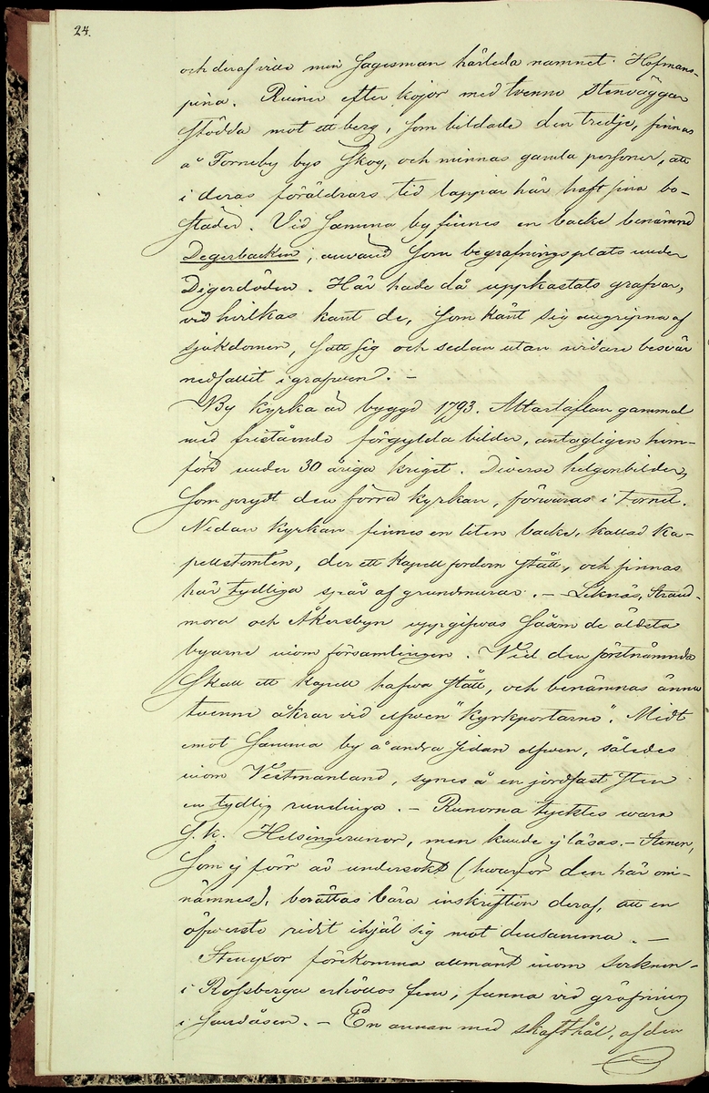 Reseberättelse om en antikvarisk undersökningsresa under juli och augusti månader år 1867 av läroverksadjunkten O. W. Wahlin. 

Socknar som är beskrivna: 
-Leksand (Sunnanäng, Hjortnäs, Sjugare, Gårda häll,Bergsäng, Tjuvholmen, Kärrongbron, Trutsudden, Drittnäs, Gullgatan, Kråkham, Björkberg,    Granberg, Laknäs, Flenberget, Skyberget, Hjortnäs). 
-Rättvik (Tina, Kyrkudden, Brottningen, Hällskärsudden, Kungshols-högen, Kungshamnsskär, Stumsnäs, Amnskär, Kungsviken, Erik Nicule's sten,    Stenen i Norränget, Kalken, Altsarbyn, Benkammar-åkern, Rvergistus åkern, Kyrkboden). 
-Ore (Vindförsberg, Dalfors)
-Orsa (Ore älven)
-Mora (Kråkberg, Orsasjön, Vånsnäs udde, Öna, Långlet, Jättgraven, Vagngropa, Kättbo, Venjan, Skottmyran, Vimo hed, Leksberget)
-Venjan (Vindfångnäset, Torrnäset, Van, Norra Finnäs, Ryttarheden, Landbobyn)
-Järna (Trollhålan)
-Gagnef (Svedjan, Hedningaknös, Bastbergets fäbod, Kjättsar bodarna, Gråbodarna, trollkyrka, Långåsberget, Rista, Norbäcksbodarna)

Not:  Munkstil, runor, Sax-musköt, kalkbod, pilskaft, lada, skatter, benbitar, metallgryta, lansspetsar, knivar, slagg, myrjärn, metallskål, Valborgsmässa, kyrkbyggnad, kummel, stenkummel, kol, rösen, gravhög, ättehög, kopparkista, altartavla, jätte, korsvägar, slagfält.
----------------------------------------------------------------------------------
-By (Fimossen, Trankullen, Fullsta gärde, Näs kvarn, Biskopsholmen, Berg, Orrbergs gubbe, Dansarhedarna, Grönsinka bruk, Rossberga, Tyskbo,    Ingeborgbo slätten, Hofmans pina, Pinan, Fornby, Degerbacken, Näs färja)
-Folkärna (Bäsingen,Brunnbäcks färja, Utsunds färja, Degerön, Dalkarlsmyran, Lerbäcken, Viddarsboda) 
-Grytnäs (Grådö, Baggbohed, Knallasbenning, Avesta kapell, Åsbo kvarn, Lappkällan).

Not: 
-By: Gravhögar, svärd, stålhuva, styckekulor, runsten, biskop Svinhufvud, biskop Trolle, stenröse, gränsröse, offerröse (offerkast), mordplats,    stridsyxa, begravningsplats, Digerdöden, helsingerunor, stenyxor, skafthålsyxa.
-Folkärna: Hillebard, stridshammare, Digerdöden, stenyxor, flinta. -Grytnäs: jättar, gryta, älvkvarn, kvarnsten, ältan, lappar. 
 2: Utdrag av föregående berättelse. (3 sidor).
 3: Karta över fornminnen i Mora; "Grafhögarne vid Kråkberg", Skottmyran och Venjan; "Kumlen vid Vansjön" och "Kumlen å Vindfångnäset".


Handlingen består av 1 bok (29 sidor) "Fornminneföreningen - Diverse handlingar".