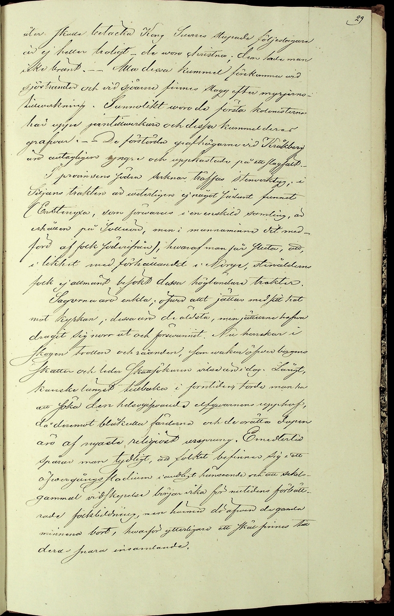 Reseberättelse om en antikvarisk undersökningsresa under juli och augusti månader år 1867 av läroverksadjunkten O. W. Wahlin. 

Socknar som är beskrivna: 
-Leksand (Sunnanäng, Hjortnäs, Sjugare, Gårda häll,Bergsäng, Tjuvholmen, Kärrongbron, Trutsudden, Drittnäs, Gullgatan, Kråkham, Björkberg,    Granberg, Laknäs, Flenberget, Skyberget, Hjortnäs). 
-Rättvik (Tina, Kyrkudden, Brottningen, Hällskärsudden, Kungshols-högen, Kungshamnsskär, Stumsnäs, Amnskär, Kungsviken, Erik Nicule's sten,    Stenen i Norränget, Kalken, Altsarbyn, Benkammar-åkern, Rvergistus åkern, Kyrkboden). 
-Ore (Vindförsberg, Dalfors)
-Orsa (Ore älven)
-Mora (Kråkberg, Orsasjön, Vånsnäs udde, Öna, Långlet, Jättgraven, Vagngropa, Kättbo, Venjan, Skottmyran, Vimo hed, Leksberget)
-Venjan (Vindfångnäset, Torrnäset, Van, Norra Finnäs, Ryttarheden, Landbobyn)
-Järna (Trollhålan)
-Gagnef (Svedjan, Hedningaknös, Bastbergets fäbod, Kjättsar bodarna, Gråbodarna, trollkyrka, Långåsberget, Rista, Norbäcksbodarna)

Not:  Munkstil, runor, Sax-musköt, kalkbod, pilskaft, lada, skatter, benbitar, metallgryta, lansspetsar, knivar, slagg, myrjärn, metallskål, Valborgsmässa, kyrkbyggnad, kummel, stenkummel, kol, rösen, gravhög, ättehög, kopparkista, altartavla, jätte, korsvägar, slagfält.
----------------------------------------------------------------------------------
-By (Fimossen, Trankullen, Fullsta gärde, Näs kvarn, Biskopsholmen, Berg, Orrbergs gubbe, Dansarhedarna, Grönsinka bruk, Rossberga, Tyskbo,    Ingeborgbo slätten, Hofmans pina, Pinan, Fornby, Degerbacken, Näs färja)
-Folkärna (Bäsingen,Brunnbäcks färja, Utsunds färja, Degerön, Dalkarlsmyran, Lerbäcken, Viddarsboda) 
-Grytnäs (Grådö, Baggbohed, Knallasbenning, Avesta kapell, Åsbo kvarn, Lappkällan).

Not: 
-By: Gravhögar, svärd, stålhuva, styckekulor, runsten, biskop Svinhufvud, biskop Trolle, stenröse, gränsröse, offerröse (offerkast), mordplats,    stridsyxa, begravningsplats, Digerdöden, helsingerunor, stenyxor, skafthålsyxa.
-Folkärna: Hillebard, stridshammare, Digerdöden, stenyxor, flinta. -Grytnäs: jättar, gryta, älvkvarn, kvarnsten, ältan, lappar. 
 2: Utdrag av föregående berättelse. (3 sidor).
 3: Karta över fornminnen i Mora; "Grafhögarne vid Kråkberg", Skottmyran och Venjan; "Kumlen vid Vansjön" och "Kumlen å Vindfångnäset".


Handlingen består av 1 bok (29 sidor) "Fornminneföreningen - Diverse handlingar".