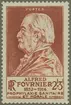 Frimärke ur Gösta Bodmans filatelistiska motivsamling, påbörjad 1950.
Frimärke från Frankrike, 1946. Motiv av Alfred Jean Fournier 1832-1914. Läkare, professor i Frankrike