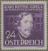 Frimärke ur Gösta Bodmans filatelistiska motivsamling, påbörjad 1950.
Frimärke från Österrike, 1936. Motiv av Karl Ritter von Ghega. Österrikisk ingeniör. Järnbanebyggare. Byggde den första banan över Alperna. Semmeringbanan 1848-1854. F. 1802-d. 1860.