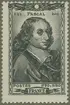 Frimärke ur Gösta Bodmans filatelistiska motivsamling, påbörjad 1950.
Frimärke från Frankrike, 1944. Motiv av Blaise Pascal 1623-1662. Fysiker och matematiker i Frankrike. Nya viktiga matematiska satser. Konstruerade en räknemaskin. Påvisade lufttryckets avtagande med höjden. Pascal's princip rörande vätsketryckets fortplantning i ett slutet kärl. 