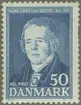 Frimärke ur Gösta Bodmans filatelistiska motivsamling, påbörjad 1950.
Frimärke från Danmark, 1951. Motiv av Hans Christian Ørsted 1777-1851. Dansk fysiker och kemist. Elektriska strömmens inverkan på magnetnål 1819. 100-årsminnet av hans död. 1851-1951.