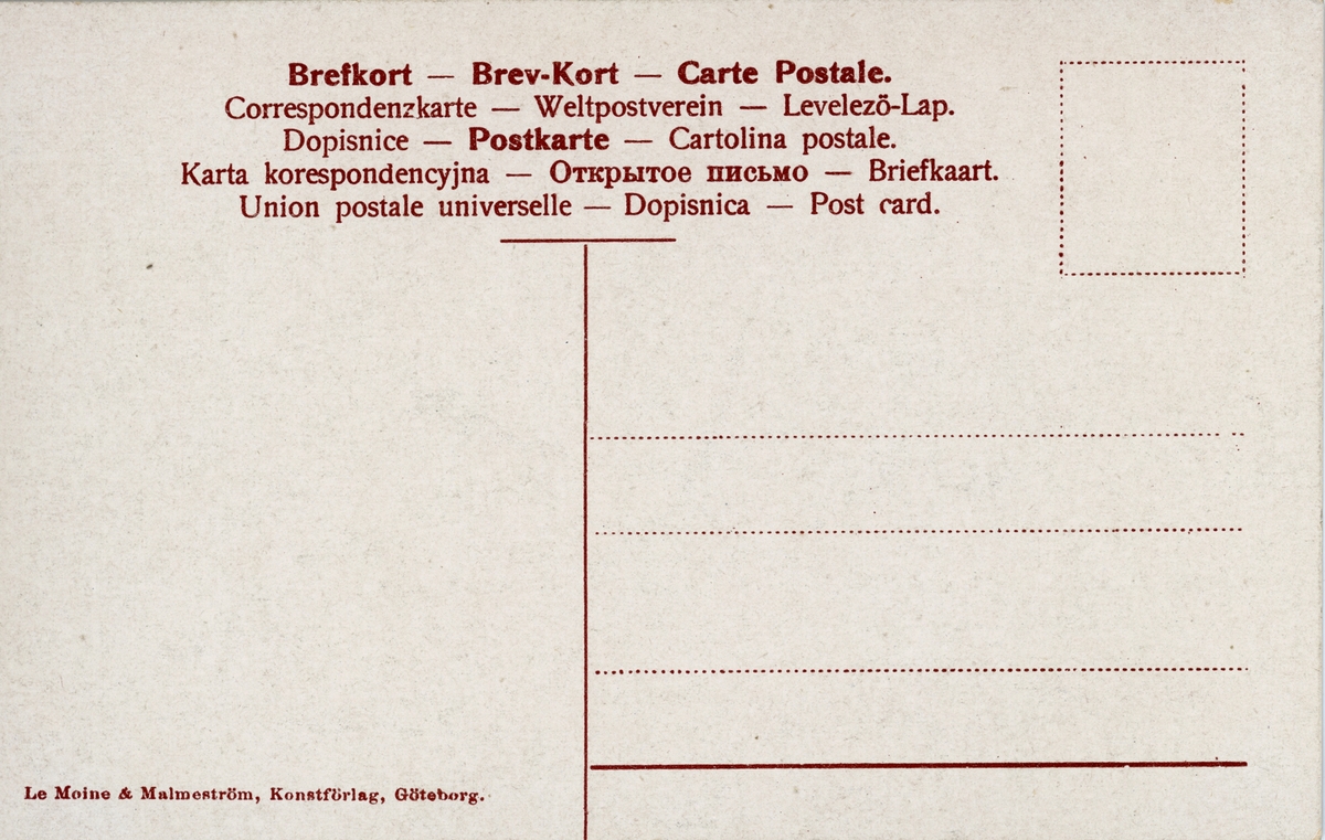 Vykort med motiv från Strömstad: Societetssalongen, parken, fiskbryggan,  Laholmen, Fisktorget. hamngatorna, inloppet, Kallbadhuset.