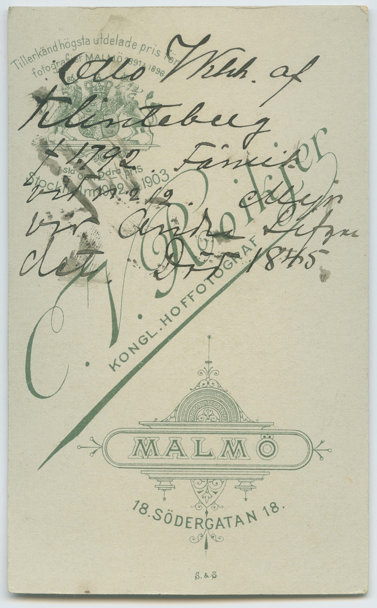 Porträtt på Major Otto Wilhelm af Klinteberg. Född år 1792 dog år 1845.