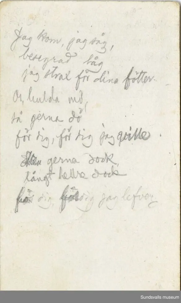 Dagbok. Erik Petter Wallmark (1870-1891) 

E.P. Wallmark föddes på ett hemman i Valla, Selånger. Han var student vid Uppsala universitet och klarade sin fil.kand. på endast två terminer.  E.P. Wallmark var sjuk i tbc och avled endast 20 år gammal. 
Anteckningarna, skrivna mellan 1888-1891, rör bland annat hans tid i Uppsala och sjukdomens förlopp. 

Se länkade filer för komplett dagbok