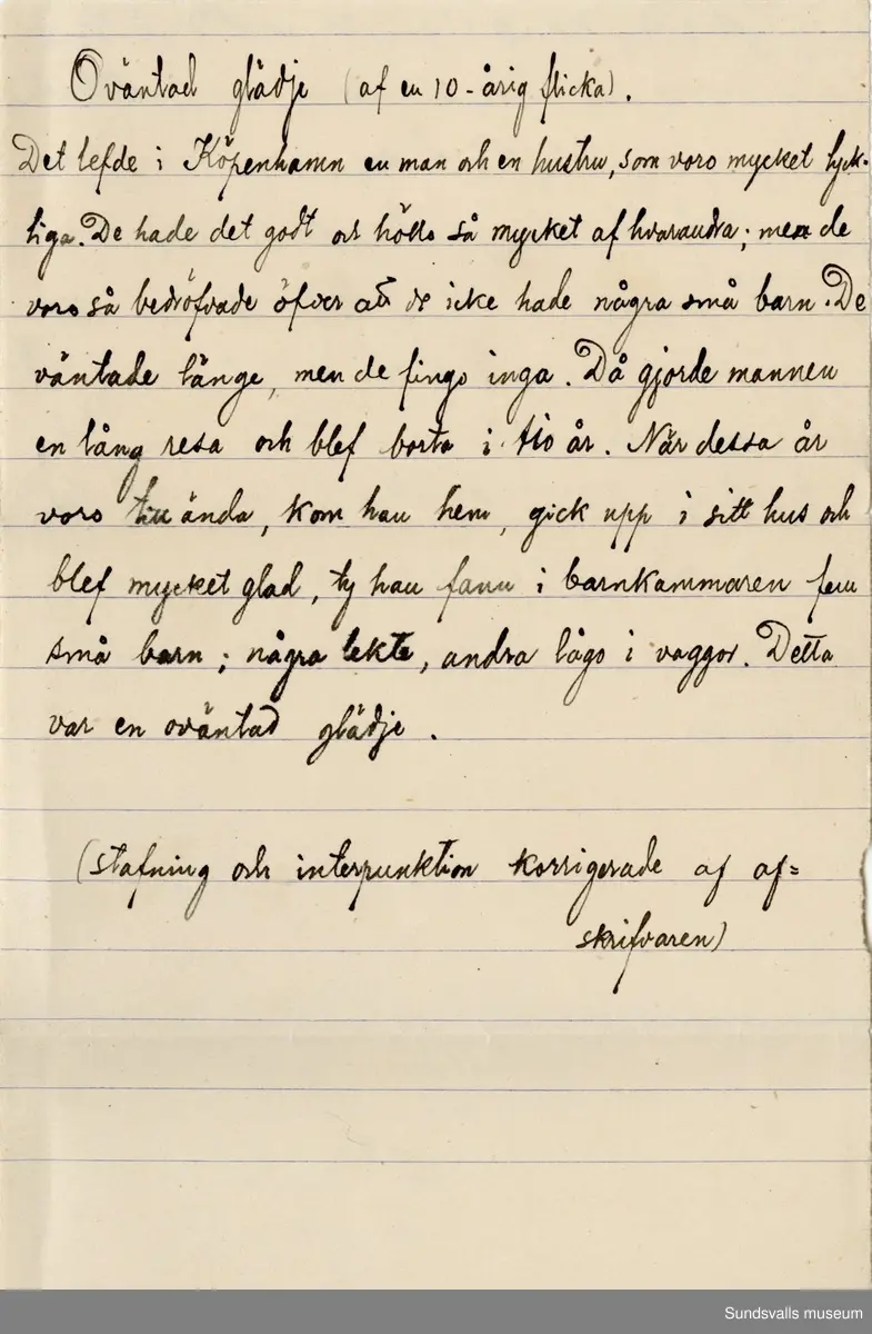 Dagbok. Erik Petter Wallmark (1870-1891) 

E.P. Wallmark föddes på ett hemman i Valla, Selånger. Han var student vid Uppsala universitet och klarade sin fil.kand. på endast två terminer.  E.P. Wallmark var sjuk i tbc och avled endast 20 år gammal. 
Anteckningarna, skrivna mellan 1888-1891, rör bland annat hans tid i Uppsala och sjukdomens förlopp. 

Se länkade filer för komplett dagbok