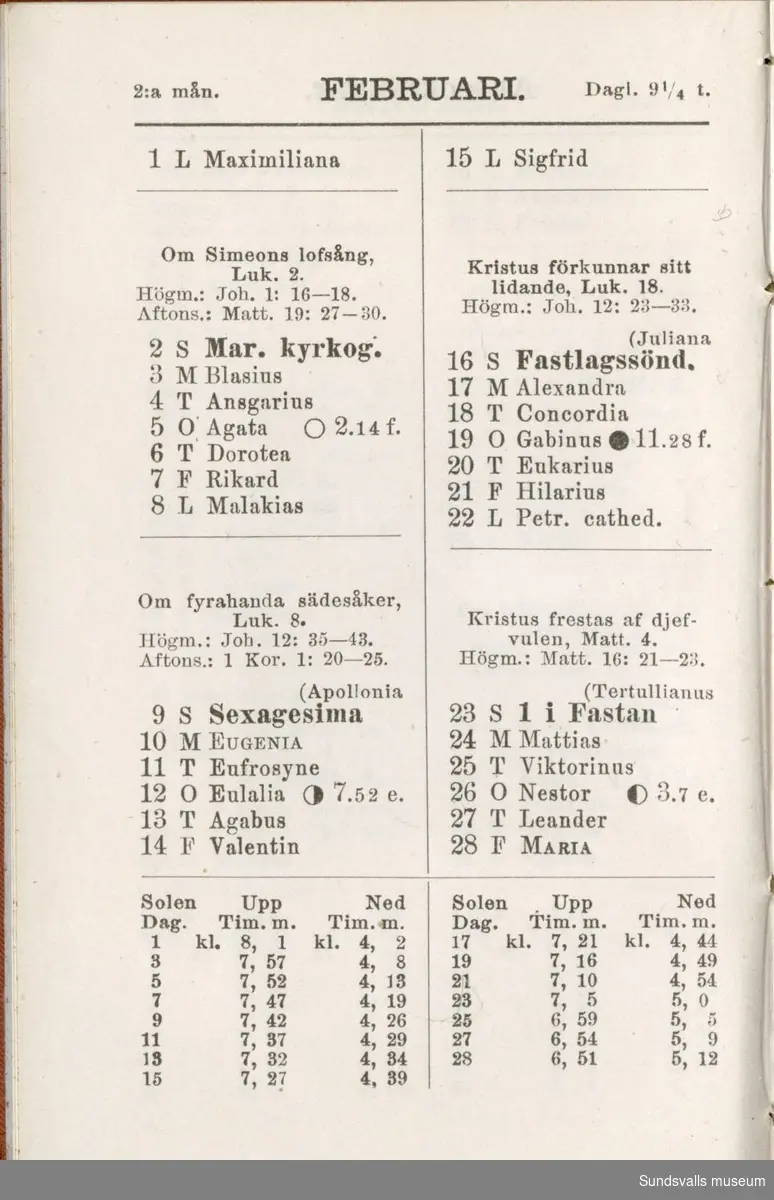 Dagbok. Erik Petter Wallmark (1870-1891) 

E.P. Wallmark föddes på ett hemman i Valla, Selånger. Han var student vid Uppsala universitet och klarade sin fil.kand. på endast två terminer.  E.P. Wallmark var sjuk i tbc och avled endast 20 år gammal. 
Anteckningarna, skrivna mellan 1888-1891, rör bland annat hans tid i Uppsala och sjukdomens förlopp. 


Se länkade filer för komplett dadbok.