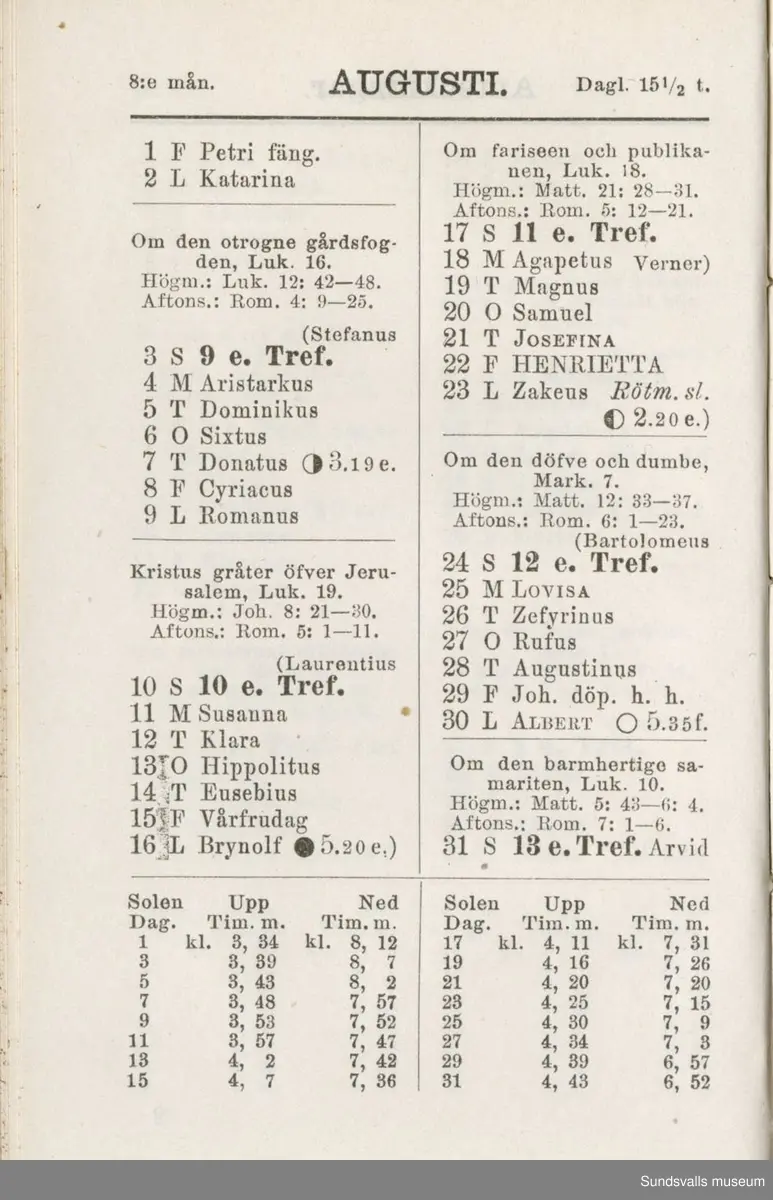 Dagbok. Erik Petter Wallmark (1870-1891) 

E.P. Wallmark föddes på ett hemman i Valla, Selånger. Han var student vid Uppsala universitet och klarade sin fil.kand. på endast två terminer.  E.P. Wallmark var sjuk i tbc och avled endast 20 år gammal. 
Anteckningarna, skrivna mellan 1888-1891, rör bland annat hans tid i Uppsala och sjukdomens förlopp. 


Se länkade filer för komplett dadbok.