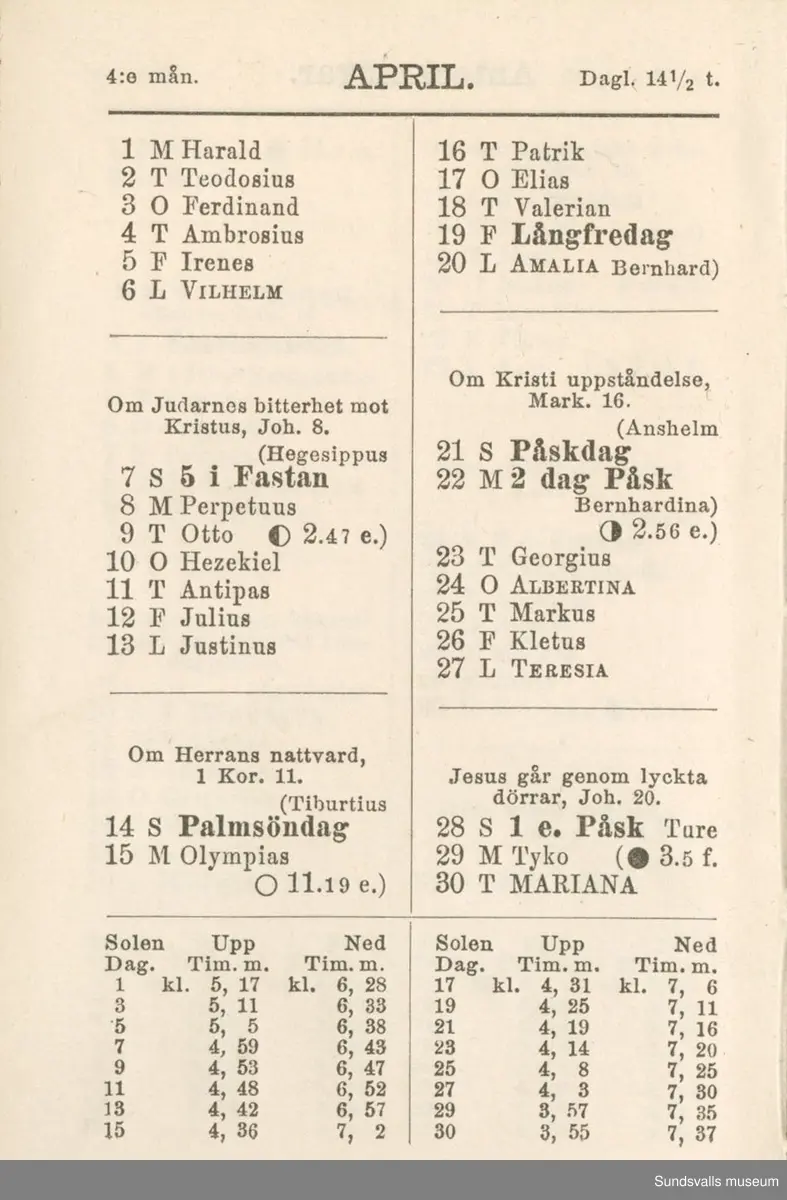 Dagbok. Erik Petter Wallmark (1870-1891) 

E.P. Wallmark föddes på ett hemman i Valla, Selånger. Han var student vid Uppsala universitet och klarade sin fil.kand. på endast två terminer.  E.P. Wallmark var sjuk i tbc och avled endast 20 år gammal. 
Anteckningarna, skrivna mellan 1888-1891, rör bland annat hans tid i Uppsala och sjukdomens förlopp. 

Se länkade filer för komplett dagbok
