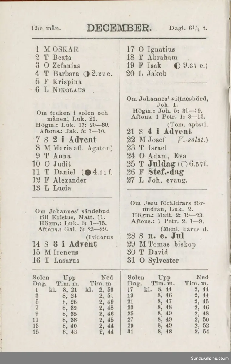 Dagbok. Erik Petter Wallmark (1870-1891) 

E.P. Wallmark föddes på ett hemman i Valla, Selånger. Han var student vid Uppsala universitet och klarade sin fil.kand. på endast två terminer.  E.P. Wallmark var sjuk i tbc och avled endast 20 år gammal. 
Anteckningarna, skrivna mellan 1888-1891, rör bland annat hans tid i Uppsala och sjukdomens förlopp. 


Se länkade filer för komplett dadbok.