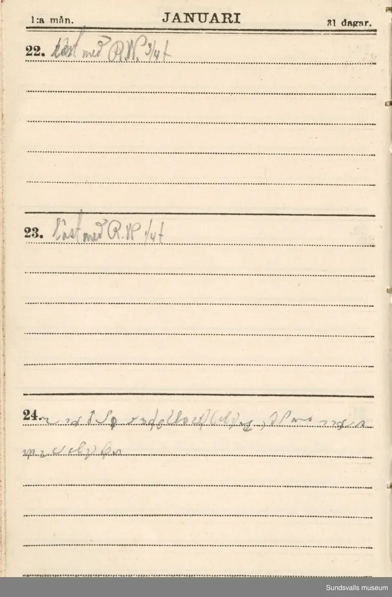 Dagbok. Erik Petter Wallmark (1870-1891) 

E.P. Wallmark föddes på ett hemman i Valla, Selånger. Han var student vid Uppsala universitet och klarade sin fil.kand. på endast två terminer.  E.P. Wallmark var sjuk i tbc och avled endast 20 år gammal. 
Anteckningarna, skrivna mellan 1888-1891, rör bland annat hans tid i Uppsala och sjukdomens förlopp. 

Se länkade filer för komplett dagbok