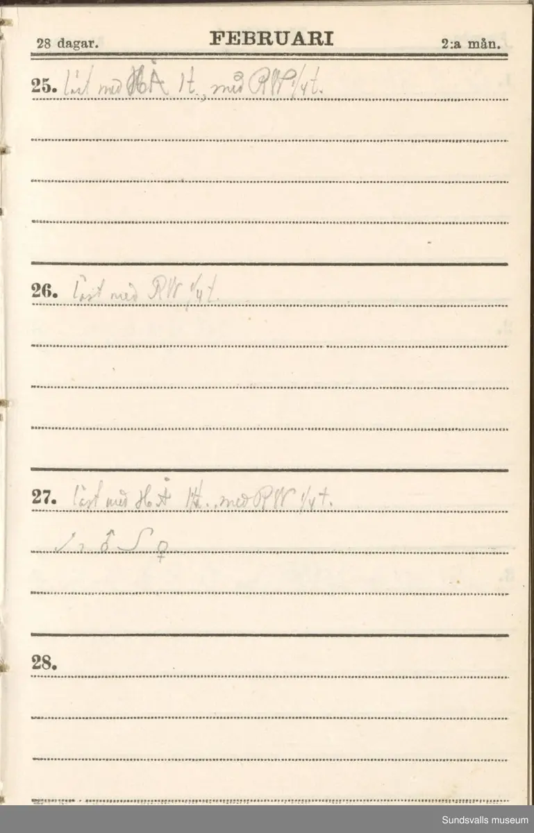 Dagbok. Erik Petter Wallmark (1870-1891) 

E.P. Wallmark föddes på ett hemman i Valla, Selånger. Han var student vid Uppsala universitet och klarade sin fil.kand. på endast två terminer.  E.P. Wallmark var sjuk i tbc och avled endast 20 år gammal. 
Anteckningarna, skrivna mellan 1888-1891, rör bland annat hans tid i Uppsala och sjukdomens förlopp. 

Se länkade filer för komplett dagbok