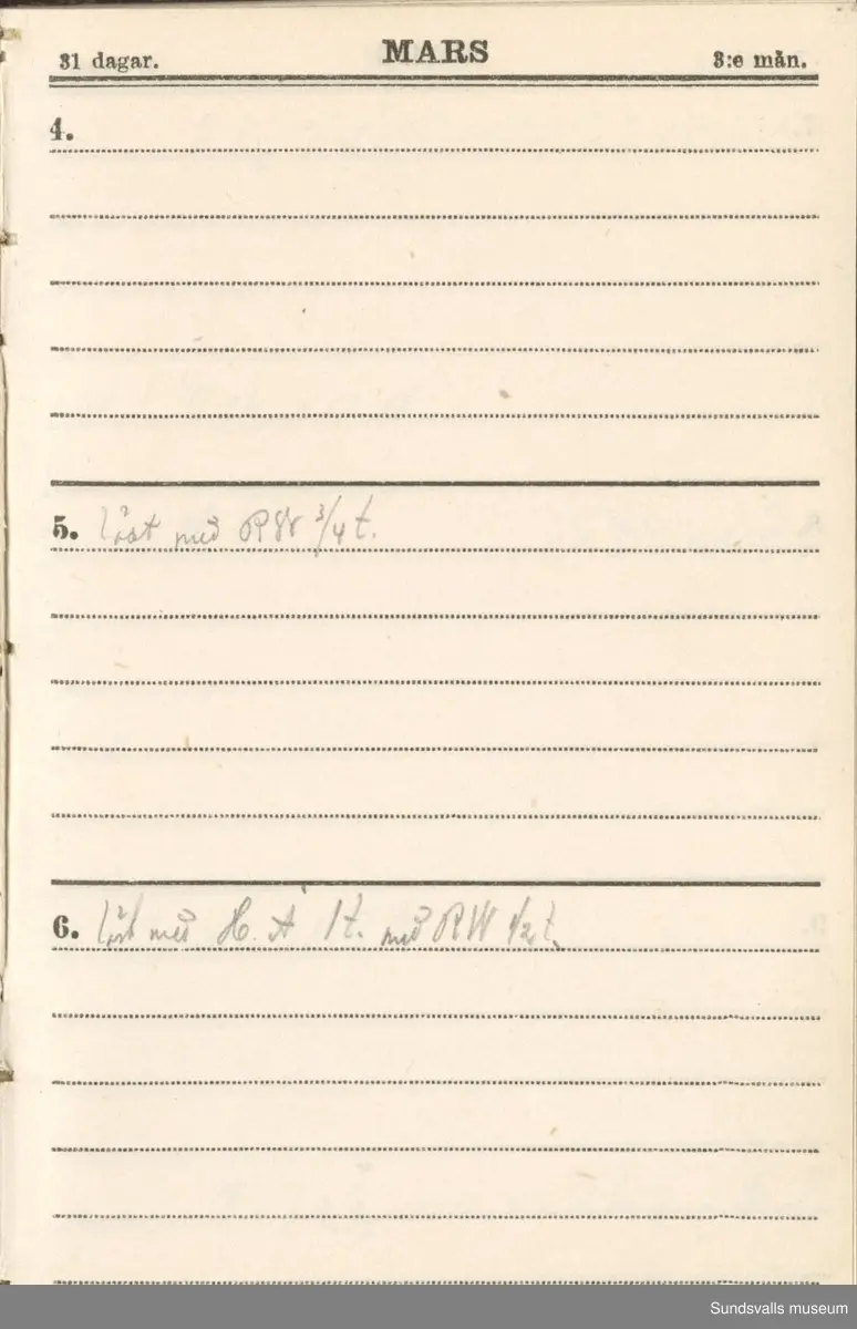 Dagbok. Erik Petter Wallmark (1870-1891) 

E.P. Wallmark föddes på ett hemman i Valla, Selånger. Han var student vid Uppsala universitet och klarade sin fil.kand. på endast två terminer.  E.P. Wallmark var sjuk i tbc och avled endast 20 år gammal. 
Anteckningarna, skrivna mellan 1888-1891, rör bland annat hans tid i Uppsala och sjukdomens förlopp. 

Se länkade filer för komplett dagbok