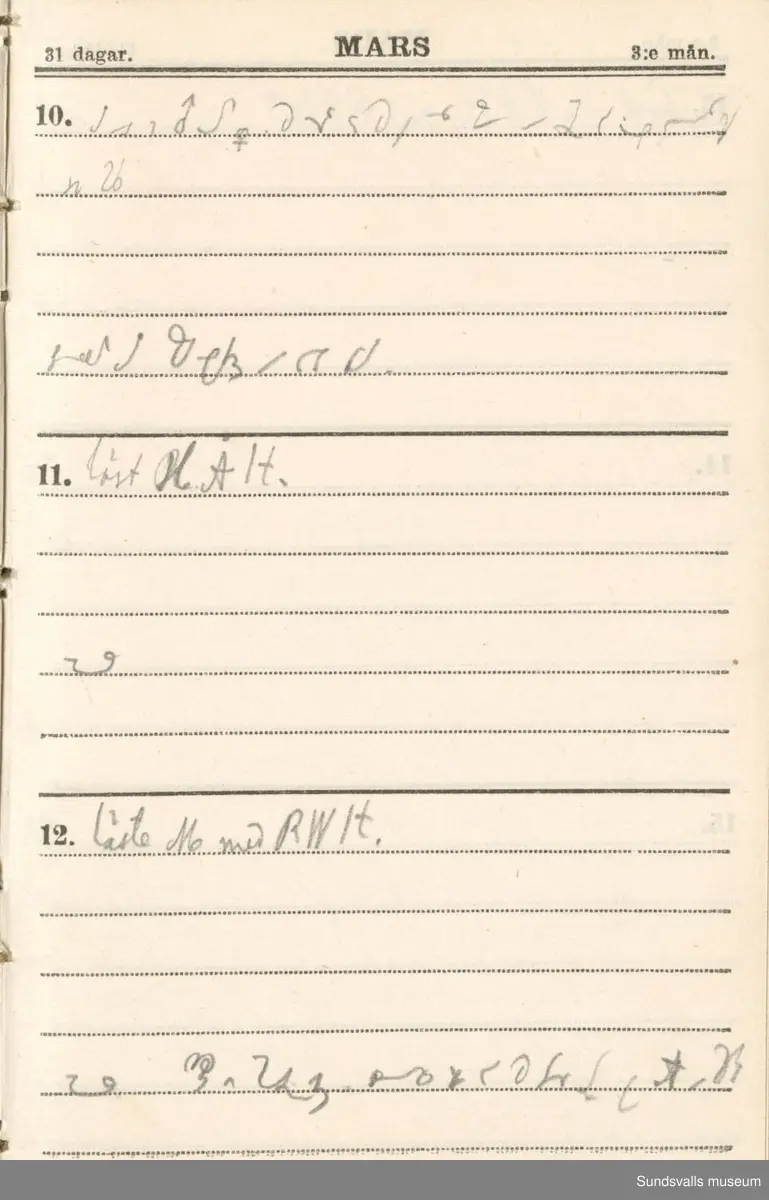 Dagbok. Erik Petter Wallmark (1870-1891) 

E.P. Wallmark föddes på ett hemman i Valla, Selånger. Han var student vid Uppsala universitet och klarade sin fil.kand. på endast två terminer.  E.P. Wallmark var sjuk i tbc och avled endast 20 år gammal. 
Anteckningarna, skrivna mellan 1888-1891, rör bland annat hans tid i Uppsala och sjukdomens förlopp. 

Se länkade filer för komplett dagbok