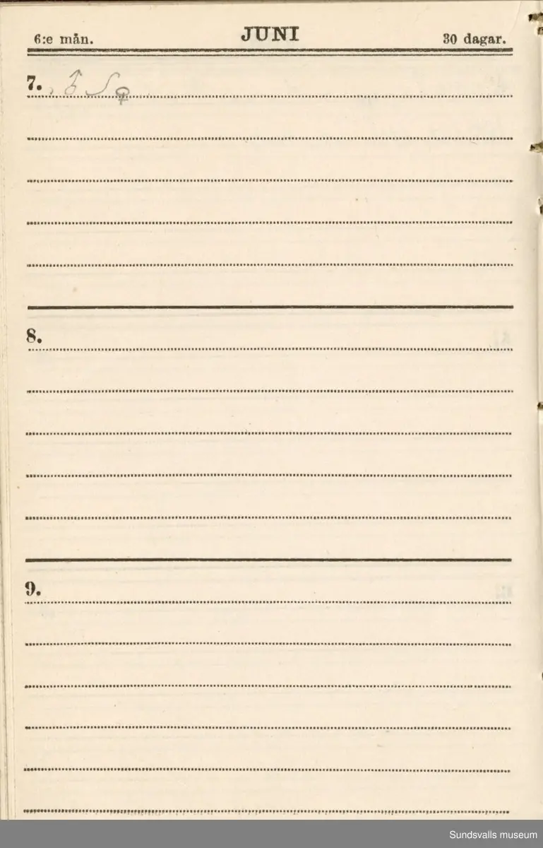Dagbok. Erik Petter Wallmark (1870-1891) 

E.P. Wallmark föddes på ett hemman i Valla, Selånger. Han var student vid Uppsala universitet och klarade sin fil.kand. på endast två terminer.  E.P. Wallmark var sjuk i tbc och avled endast 20 år gammal. 
Anteckningarna, skrivna mellan 1888-1891, rör bland annat hans tid i Uppsala och sjukdomens förlopp. 

Se länkade filer för komplett dagbok