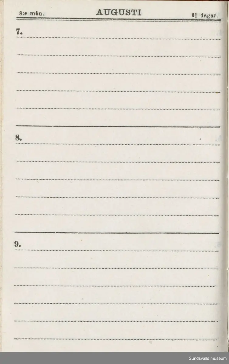 Dagbok. Erik Petter Wallmark (1870-1891) 

E.P. Wallmark föddes på ett hemman i Valla, Selånger. Han var student vid Uppsala universitet och klarade sin fil.kand. på endast två terminer.  E.P. Wallmark var sjuk i tbc och avled endast 20 år gammal. 
Anteckningarna, skrivna mellan 1888-1891, rör bland annat hans tid i Uppsala och sjukdomens förlopp. 


Se länkade filer för komplett dadbok.