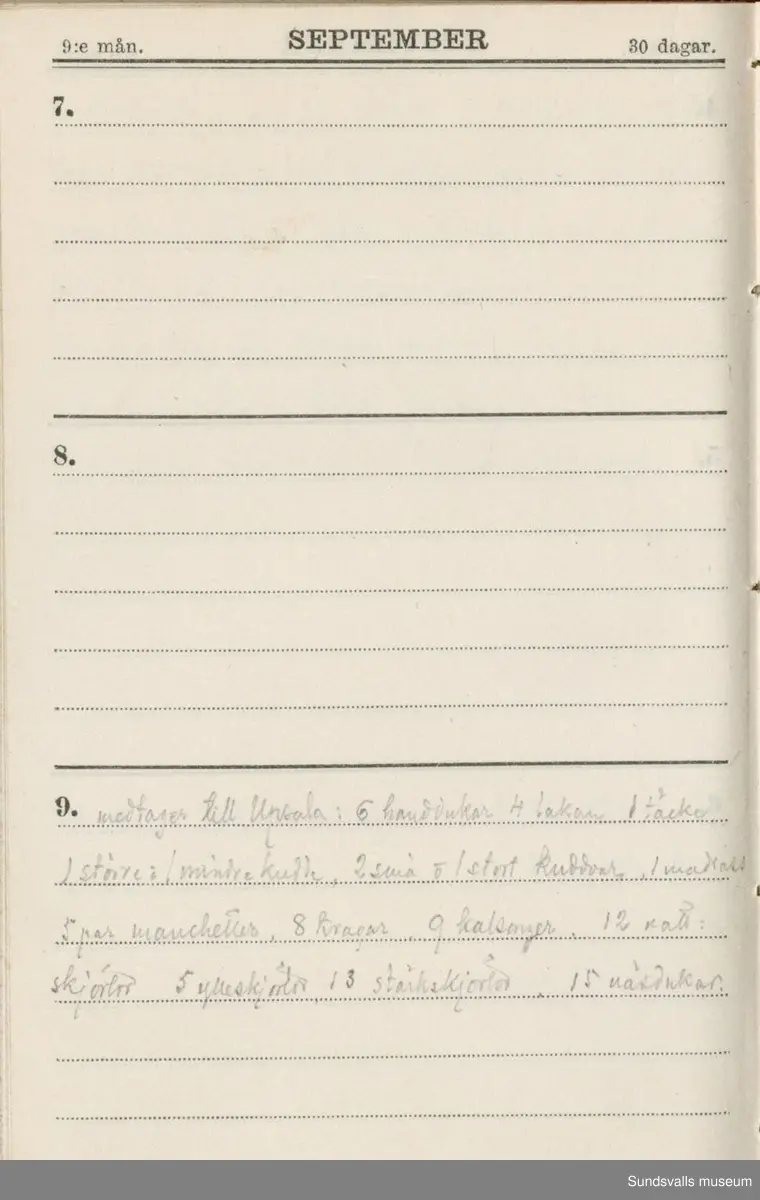 Dagbok. Erik Petter Wallmark (1870-1891) 

E.P. Wallmark föddes på ett hemman i Valla, Selånger. Han var student vid Uppsala universitet och klarade sin fil.kand. på endast två terminer.  E.P. Wallmark var sjuk i tbc och avled endast 20 år gammal. 
Anteckningarna, skrivna mellan 1888-1891, rör bland annat hans tid i Uppsala och sjukdomens förlopp. 


Se länkade filer för komplett dadbok.