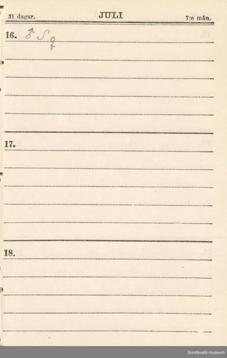 Dagbok. Erik Petter Wallmark (1870-1891) 

E.P. Wallmark föddes på ett hemman i Valla, Selånger. Han var student vid Uppsala universitet och klarade sin fil.kand. på endast två terminer.  E.P. Wallmark var sjuk i tbc och avled endast 20 år gammal. 
Anteckningarna, skrivna mellan 1888-1891, rör bland annat hans tid i Uppsala och sjukdomens förlopp. 

Se länkade filer för komplett dagbok