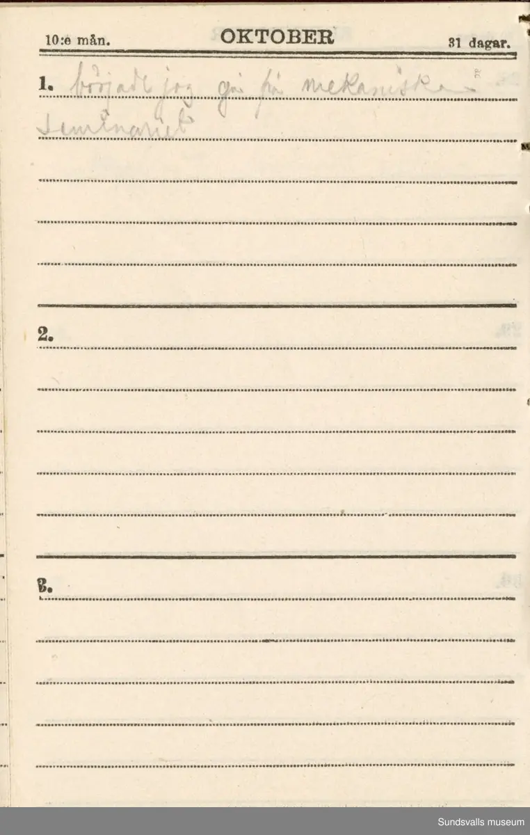 Dagbok. Erik Petter Wallmark (1870-1891) 

E.P. Wallmark föddes på ett hemman i Valla, Selånger. Han var student vid Uppsala universitet och klarade sin fil.kand. på endast två terminer.  E.P. Wallmark var sjuk i tbc och avled endast 20 år gammal. 
Anteckningarna, skrivna mellan 1888-1891, rör bland annat hans tid i Uppsala och sjukdomens förlopp. 

Se länkade filer för komplett dagbok