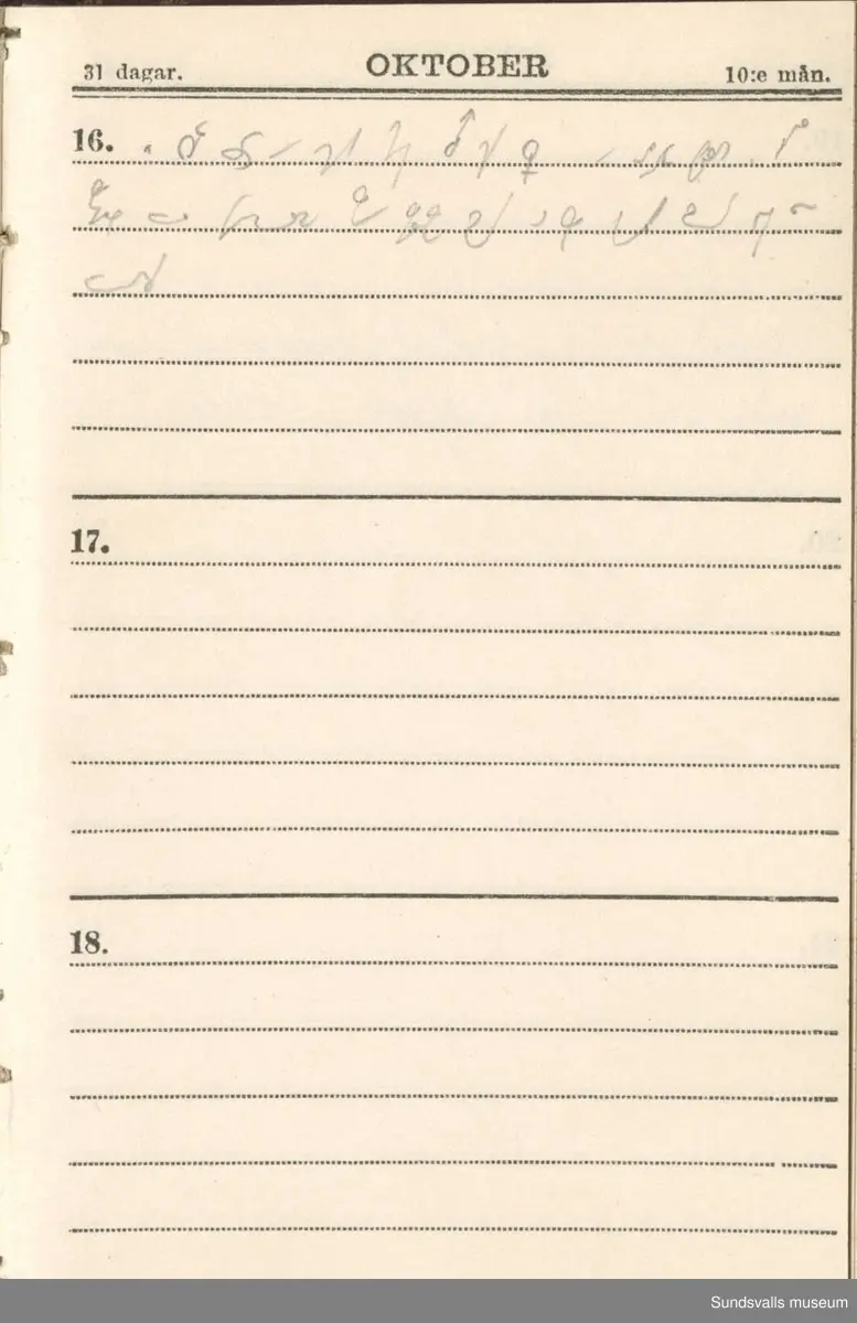 Dagbok. Erik Petter Wallmark (1870-1891) 

E.P. Wallmark föddes på ett hemman i Valla, Selånger. Han var student vid Uppsala universitet och klarade sin fil.kand. på endast två terminer.  E.P. Wallmark var sjuk i tbc och avled endast 20 år gammal. 
Anteckningarna, skrivna mellan 1888-1891, rör bland annat hans tid i Uppsala och sjukdomens förlopp. 

Se länkade filer för komplett dagbok