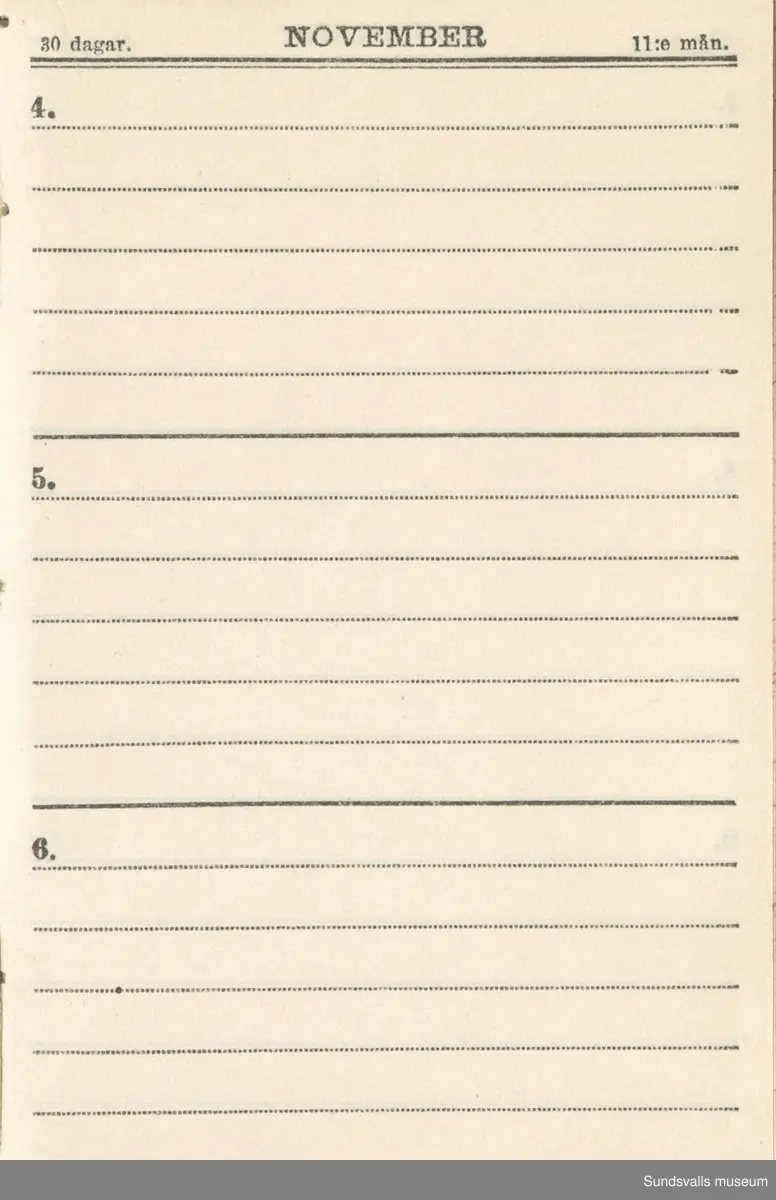 Dagbok. Erik Petter Wallmark (1870-1891) 

E.P. Wallmark föddes på ett hemman i Valla, Selånger. Han var student vid Uppsala universitet och klarade sin fil.kand. på endast två terminer.  E.P. Wallmark var sjuk i tbc och avled endast 20 år gammal. 
Anteckningarna, skrivna mellan 1888-1891, rör bland annat hans tid i Uppsala och sjukdomens förlopp. 

Se länkade filer för komplett dagbok