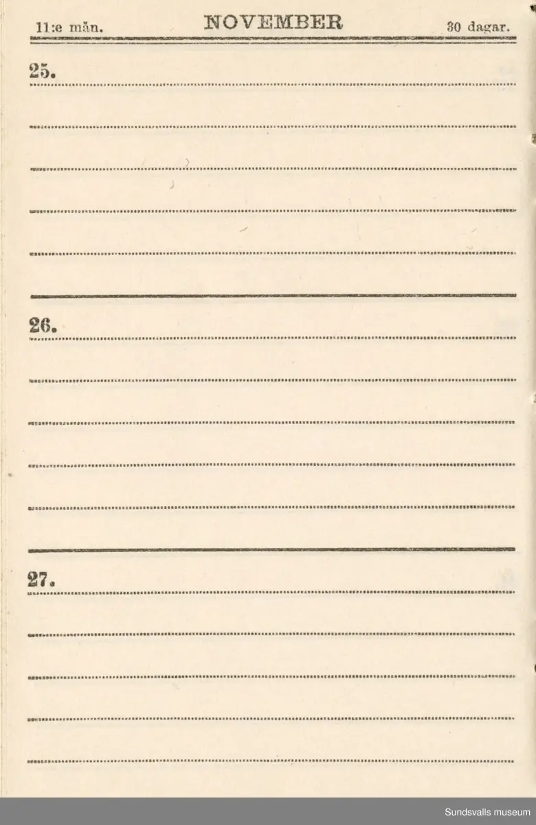 Dagbok. Erik Petter Wallmark (1870-1891) 

E.P. Wallmark föddes på ett hemman i Valla, Selånger. Han var student vid Uppsala universitet och klarade sin fil.kand. på endast två terminer.  E.P. Wallmark var sjuk i tbc och avled endast 20 år gammal. 
Anteckningarna, skrivna mellan 1888-1891, rör bland annat hans tid i Uppsala och sjukdomens förlopp. 

Se länkade filer för komplett dagbok
