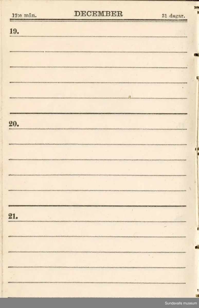 Dagbok. Erik Petter Wallmark (1870-1891) 

E.P. Wallmark föddes på ett hemman i Valla, Selånger. Han var student vid Uppsala universitet och klarade sin fil.kand. på endast två terminer.  E.P. Wallmark var sjuk i tbc och avled endast 20 år gammal. 
Anteckningarna, skrivna mellan 1888-1891, rör bland annat hans tid i Uppsala och sjukdomens förlopp. 

Se länkade filer för komplett dagbok